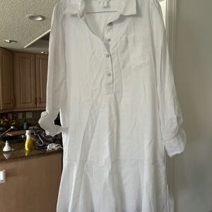 White linen dress